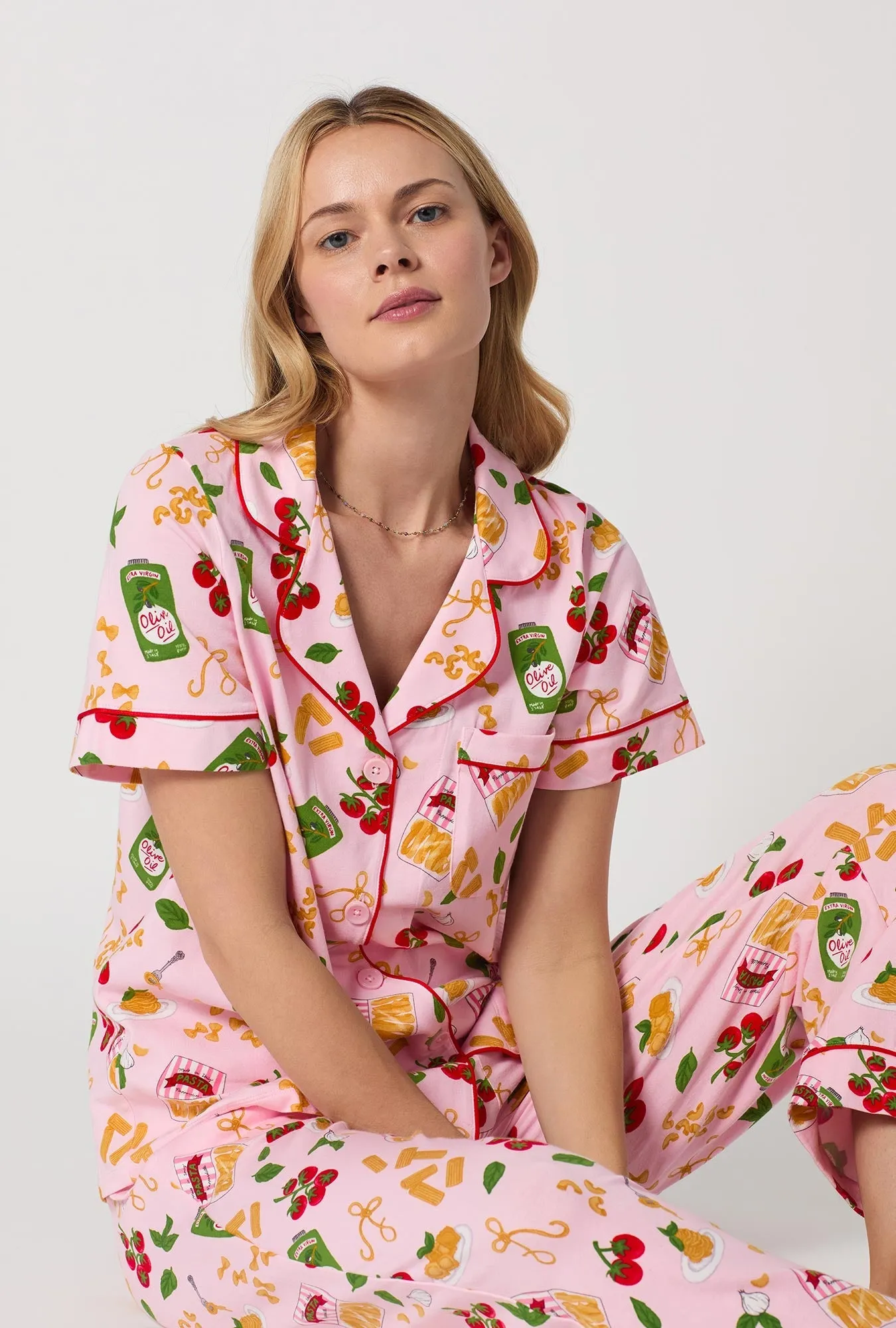 Pasta La Vista Short Sleeve Classic Stretch Jersey Cropped Pj Set sold by BedHead product image thumbnail 5