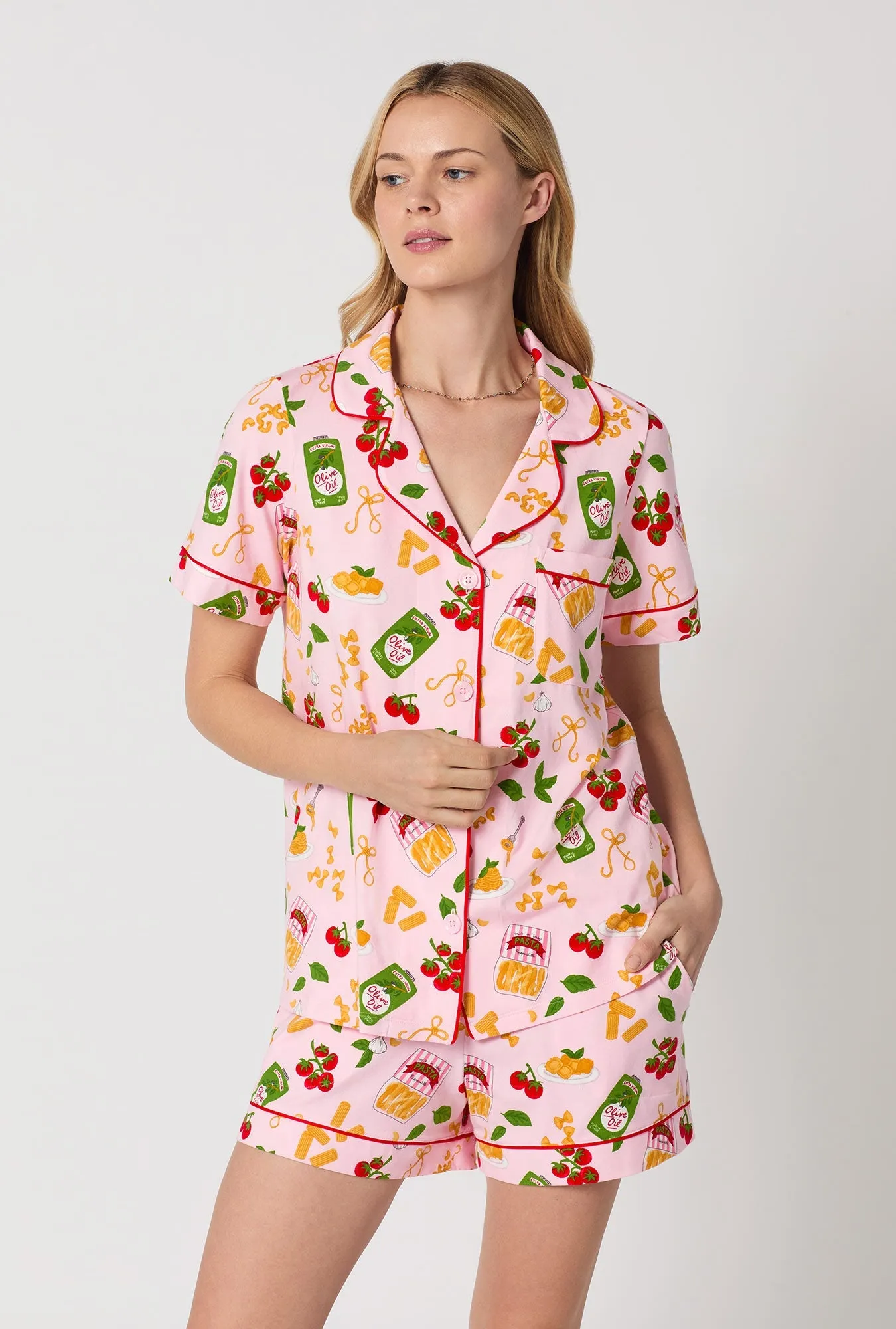 Pasta La Vista Short Sleeve Classic Shorty Stretch Jersey Pj Set sold by BedHead product image thumbnail 4