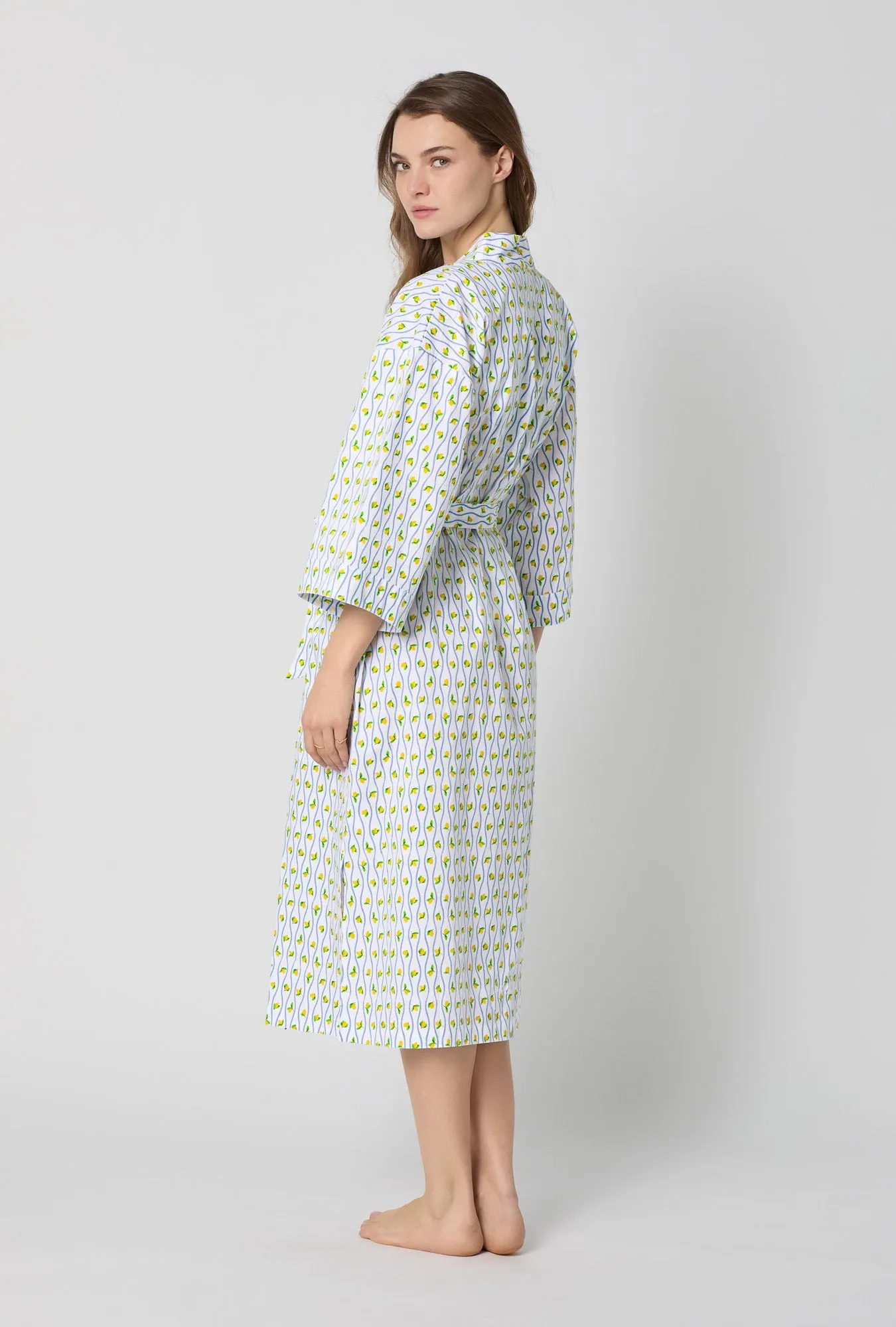 Limoncello Stripe Woven Cotton Poplin Kimono Robe sold by BedHead product image thumbnail 2