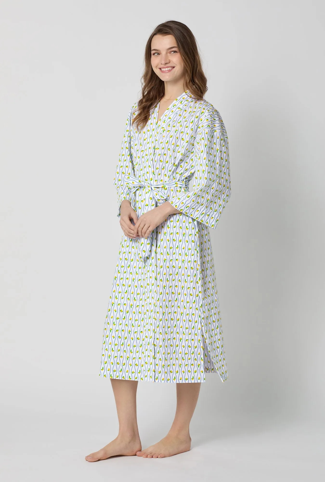 Limoncello Stripe Woven Cotton Poplin Kimono Robe sold by BedHead product image thumbnail 3
