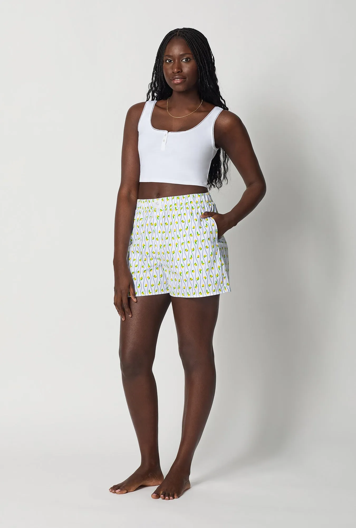 Limoncello Stripe Woven Cotton Poplin Boxer Short sold by BedHead product image thumbnail 2