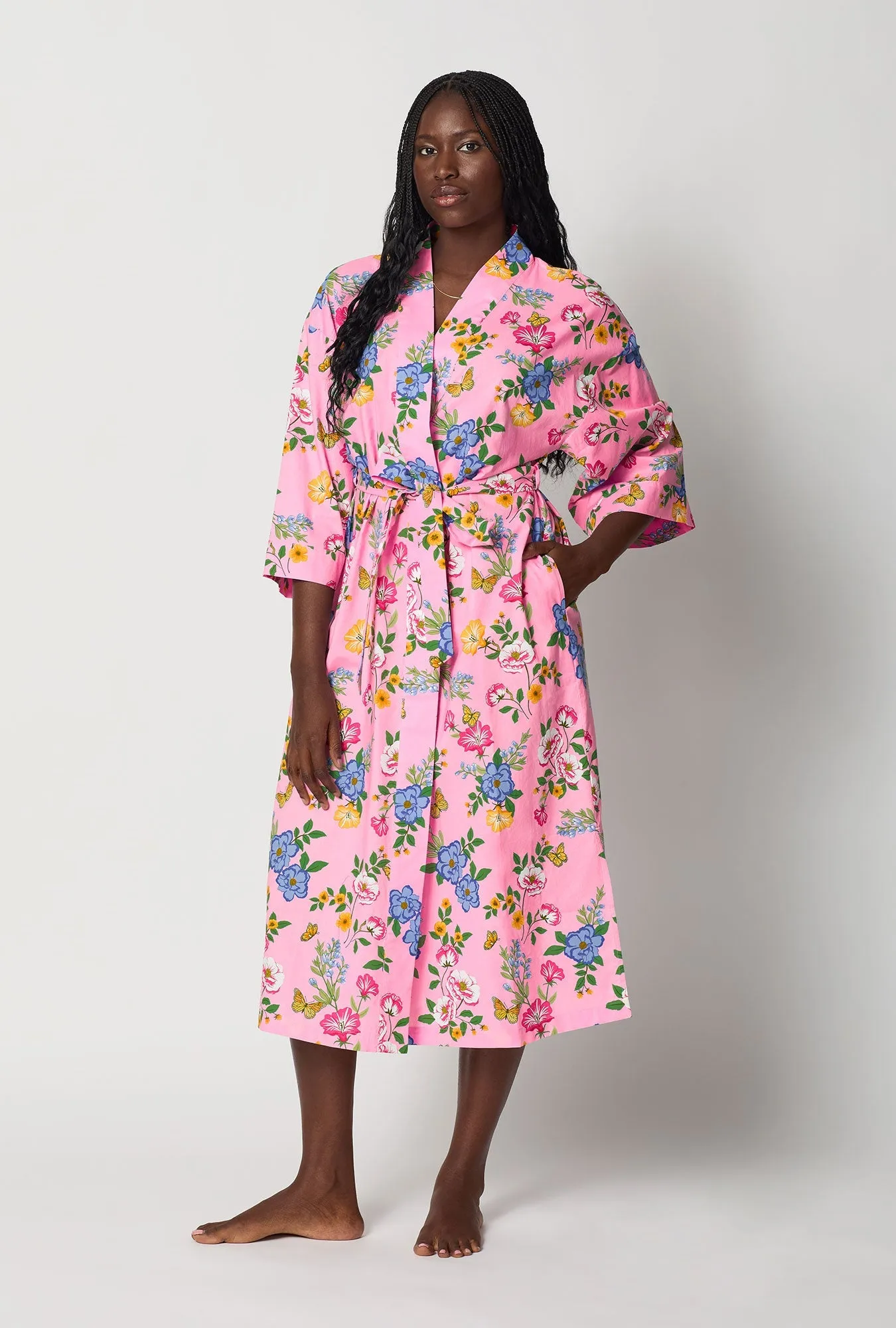 Butterfly Garden Woven Cotton Poplin Kimono Robe sold by BedHead product image thumbnail 2
