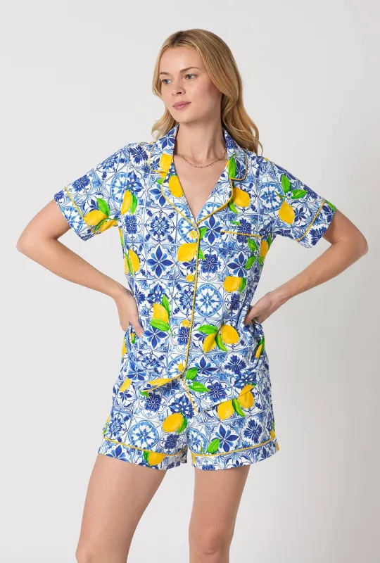 Azure Summer Short Sleeve Classic Shorty Stretch Jersey Pj Set made by BedHead