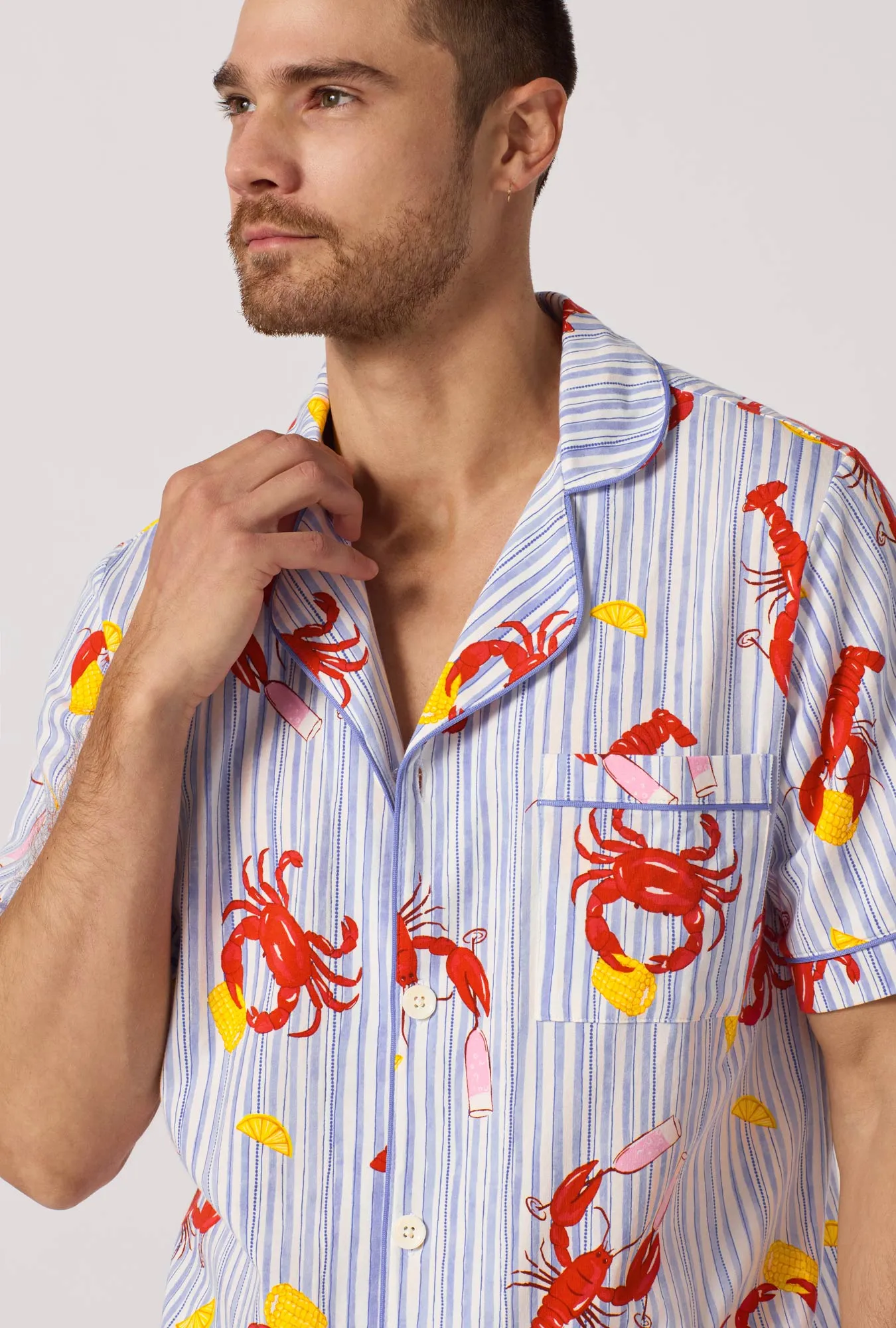 Coastal Feast Men's Short Sleeve Classic Stretch Jersey Short Pj Set sold by BedHead product image thumbnail 3
