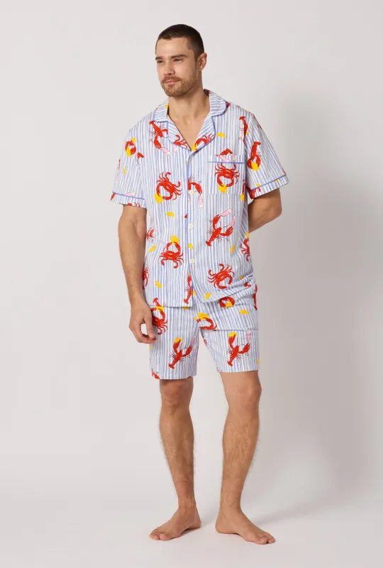 Coastal Feast Men's Short Sleeve Classic Stretch Jersey Short Pj Set made by BedHead