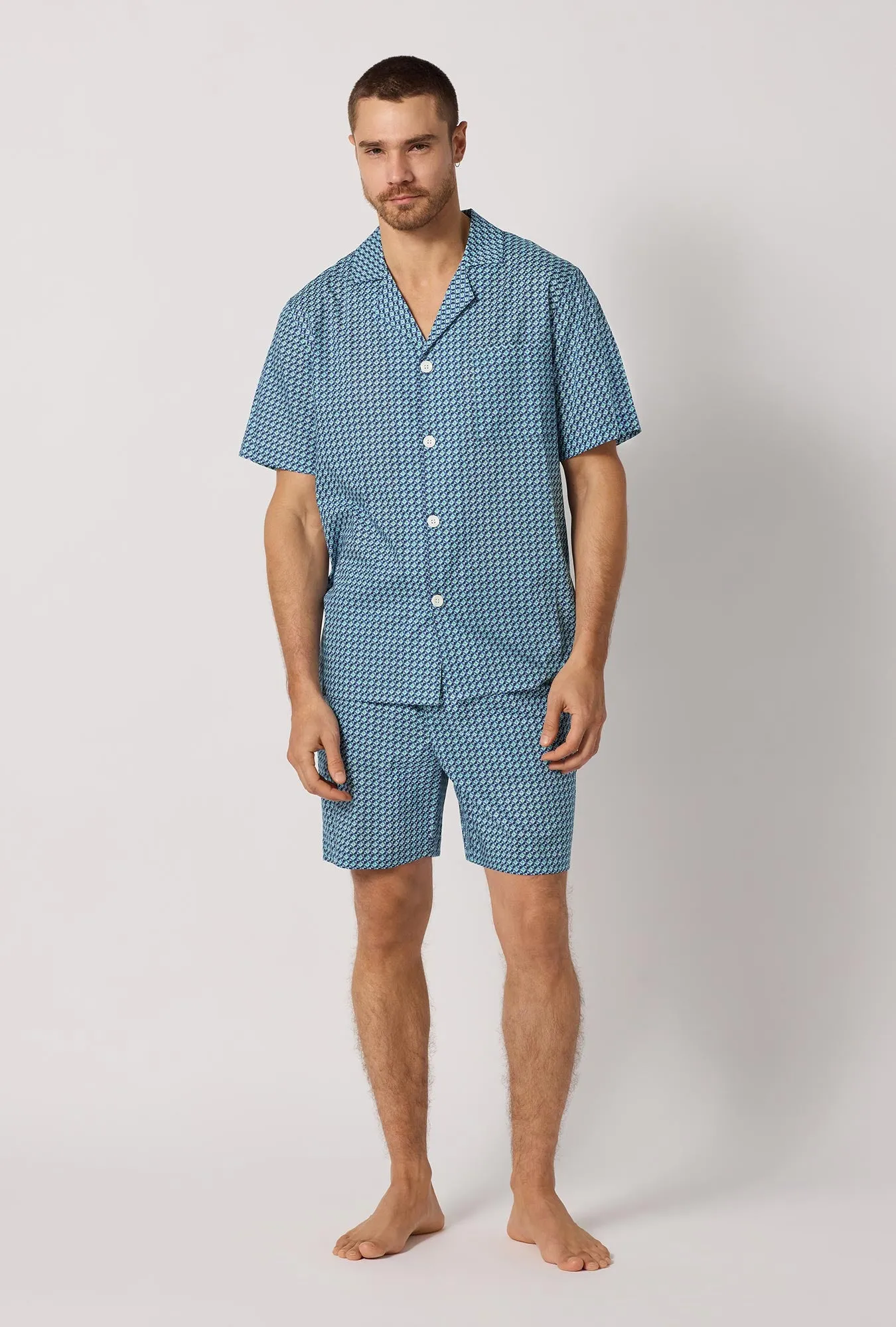 Sebastian Men's Short Sleeve Woven Tana Lawn® Short Pj Set Made With Liberty Fabrics sold by BedHead