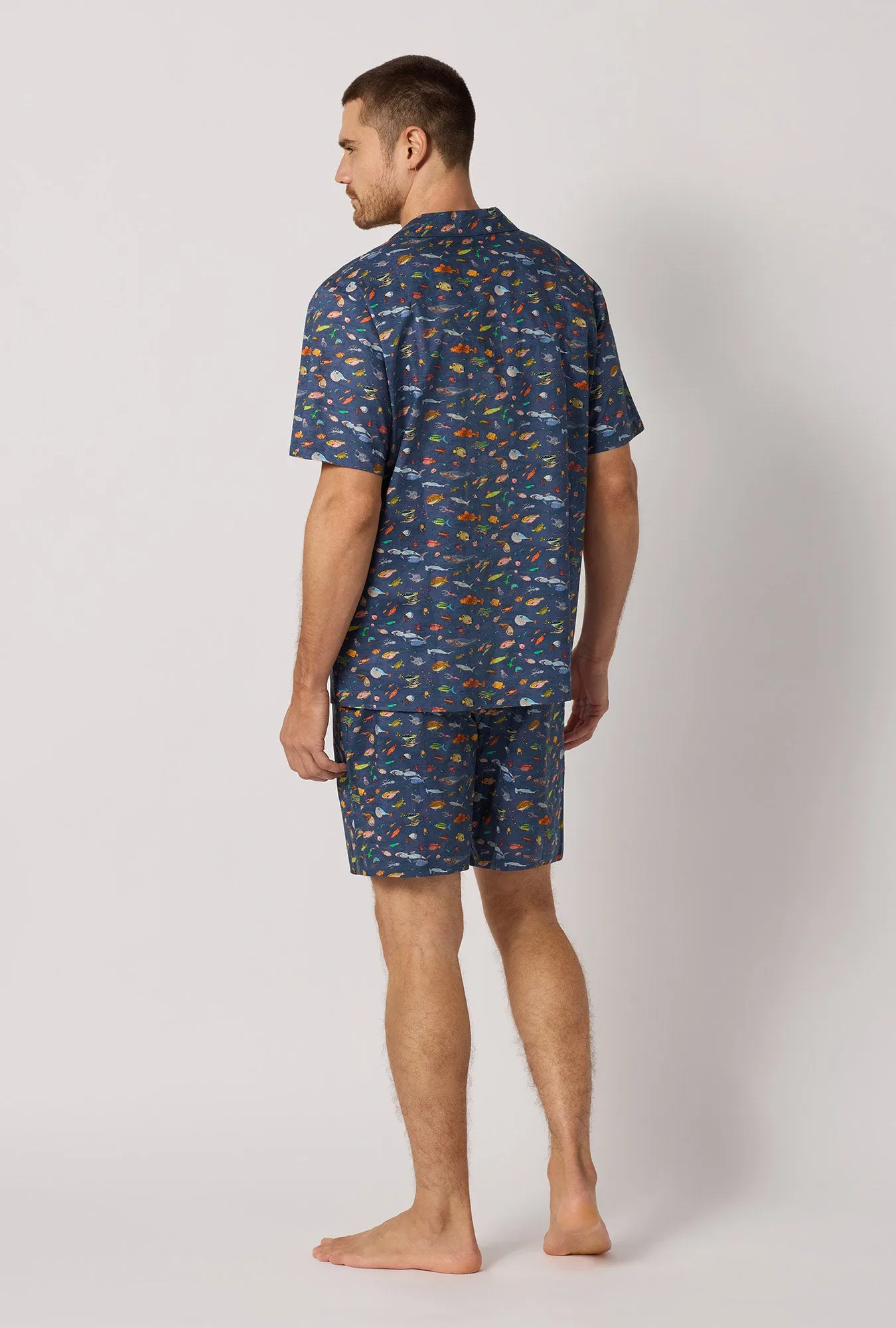 Brian's Aquarium Men's Short Sleeve Woven Tana Lawn® Short Pj Set Made With Liberty Fabrics sold by BedHead product image thumbnail 4