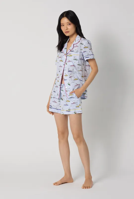 Catch A Wave, Snoopy Short Sleeve Classic Woven Cotton Poplin Shorty Pj Set made by BedHead