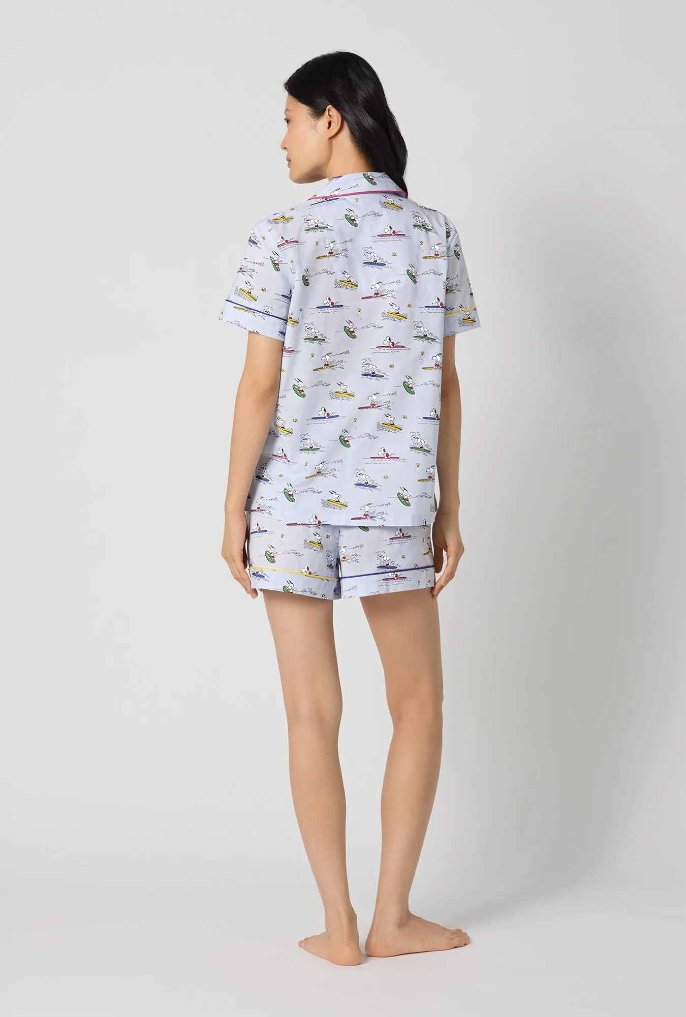 Catch A Wave, Snoopy Short Sleeve Classic Woven Cotton Poplin Shorty Pj Set sold by BedHead product image thumbnail 4