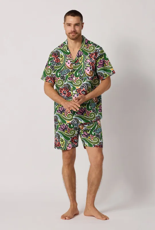 BedHead x Mr. Turk Tiki Men's Short Sleeve Woven Cotton Poplin Short Pj Pant made by BedHead