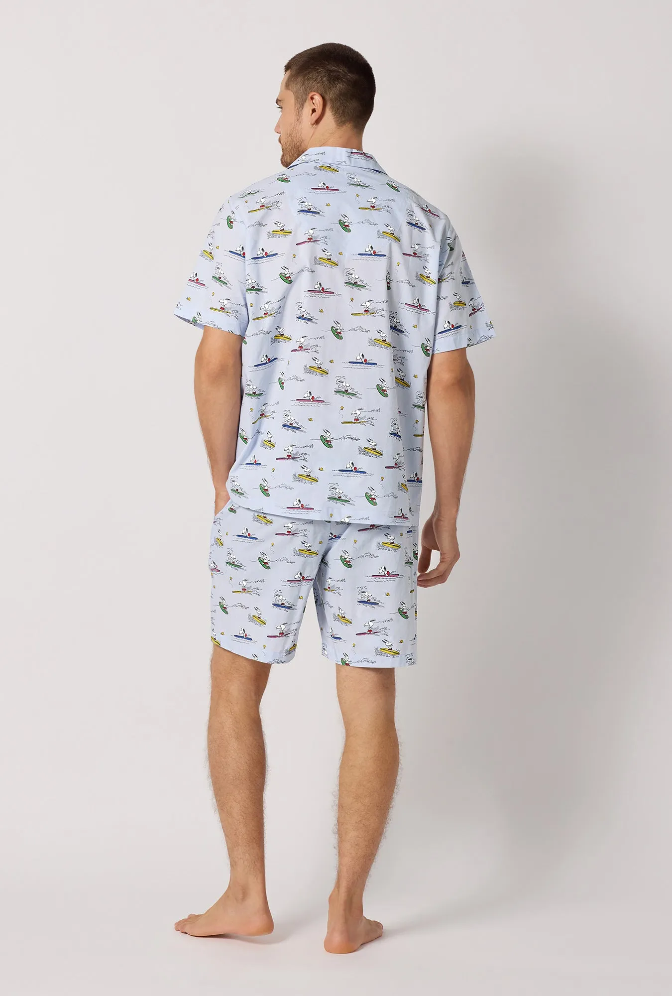 Catch A Wave, Snoopy Men's Short Sleeve Woven Cotton Poplin Short Pj Set sold by BedHead product image thumbnail 4