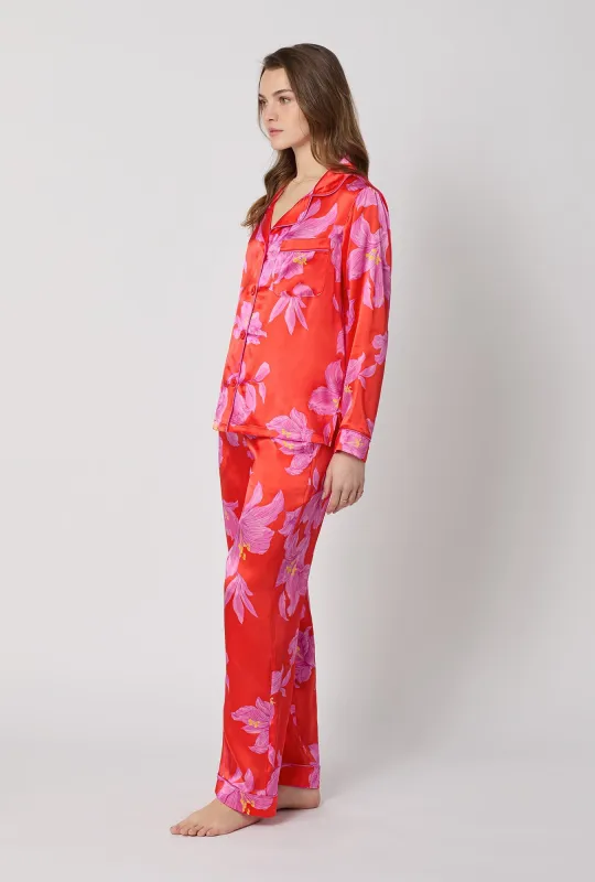 Island Lily Long Sleeve Classic Washable Silk Pj Set made by BedHead