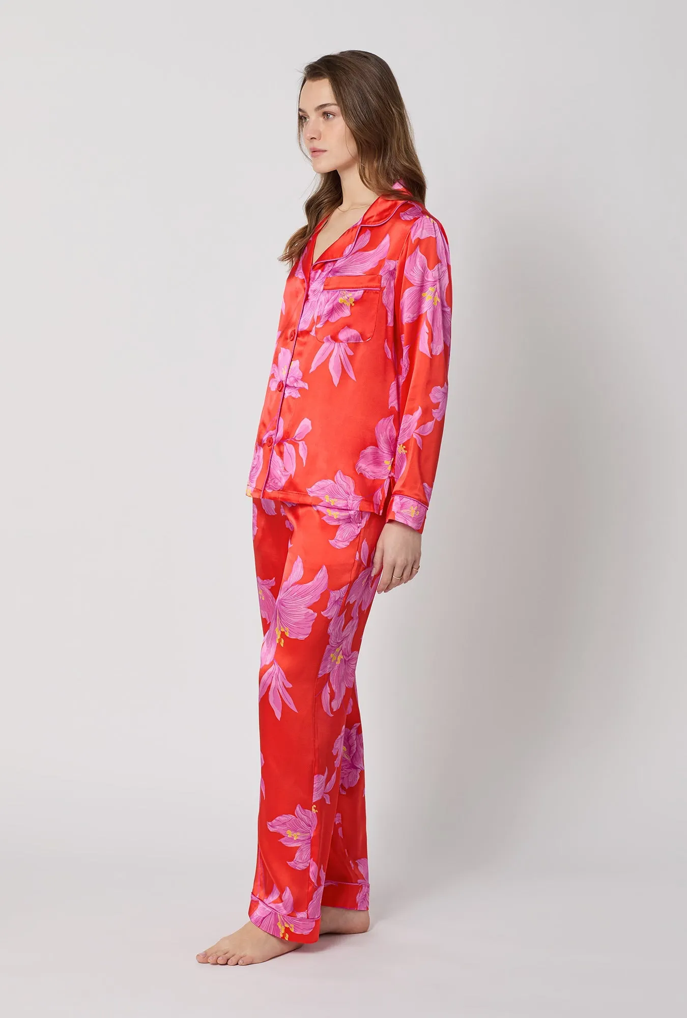 Island Lily Long Sleeve Classic Washable Silk Pj Set sold by BedHead