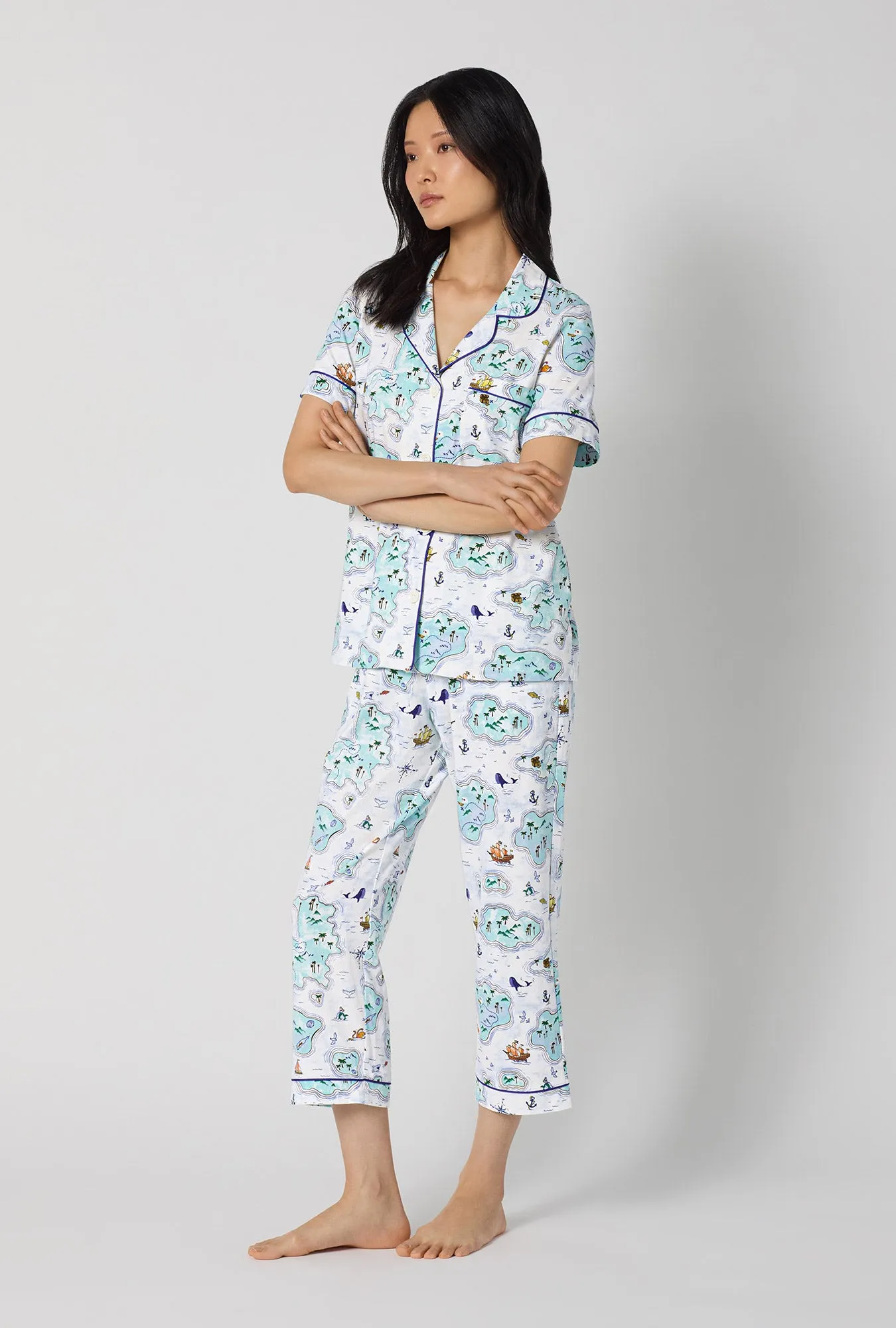 Treasure Hunt Short Sleeve Classic Stretch Jersey Cropped Pj Set sold by BedHead product image thumbnail 2