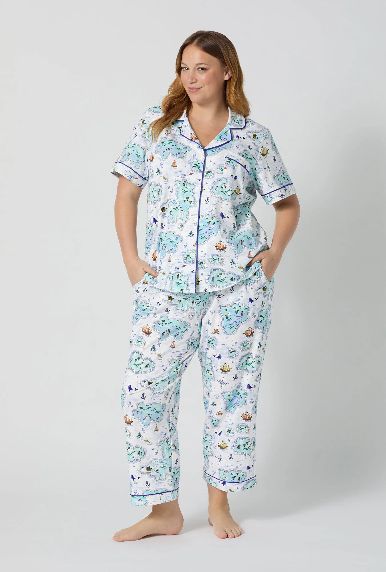 Treasure Hunt Short Sleeve Classic Stretch Jersey Cropped Pj Set sold by BedHead product image thumbnail 5