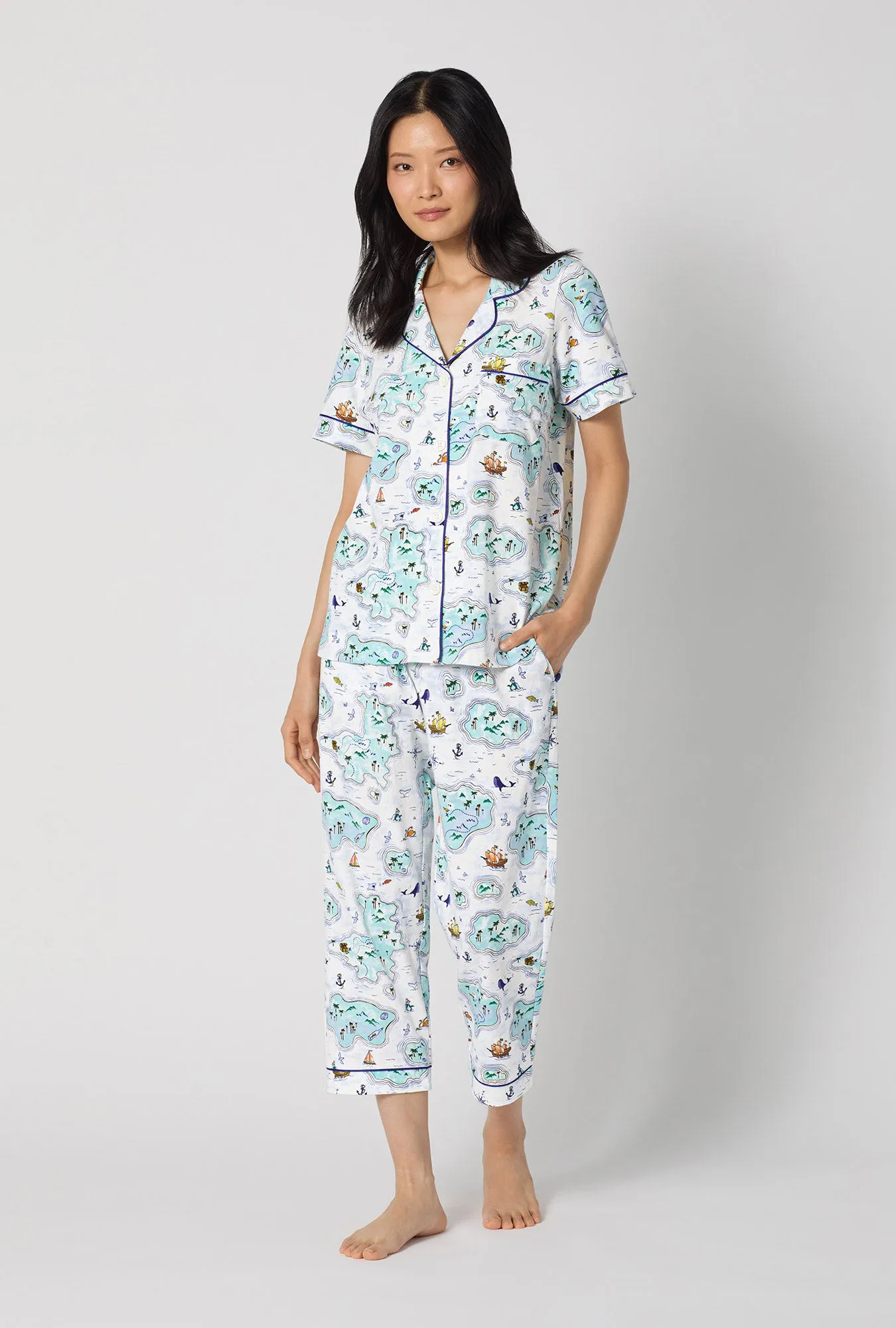 Treasure Hunt Short Sleeve Classic Stretch Jersey Cropped Pj Set sold by BedHead