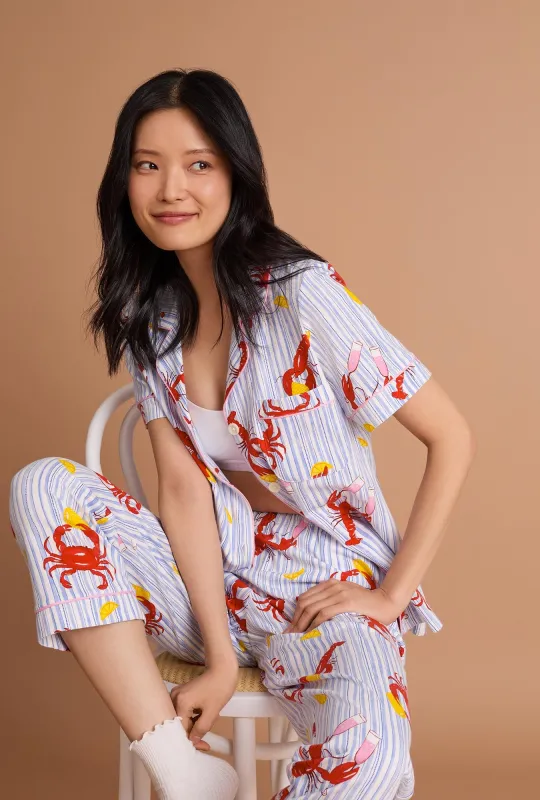 Coastal Feast Short Sleeve Classic Stretch Jersey Cropped Pj Set made by BedHead