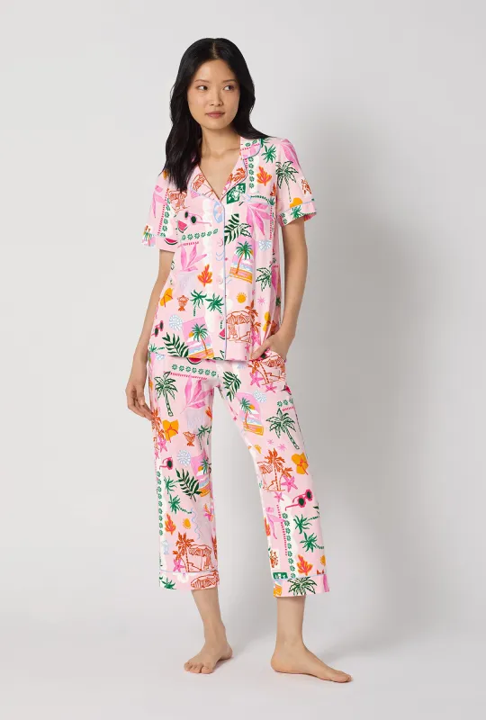 Tropical Daydream Short Sleeve Classic Stretch Jersey Cropped Pj Set made by BedHead