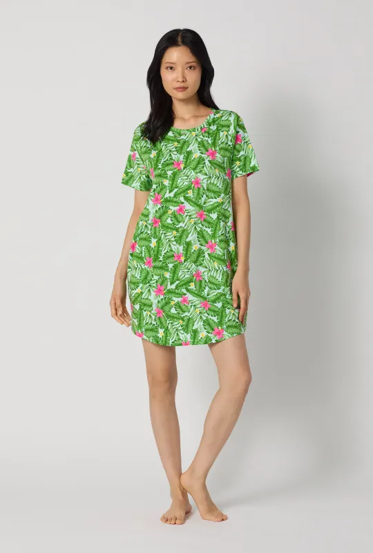 Monstera Bloom Stretch Jersey T-shirt Sleep Dress made by BedHead