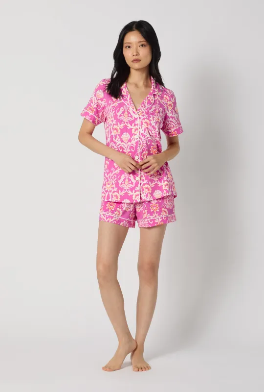 Luxe Leopard Short Sleeve Classic Shorty Stretch Jersey Pj Set made by BedHead