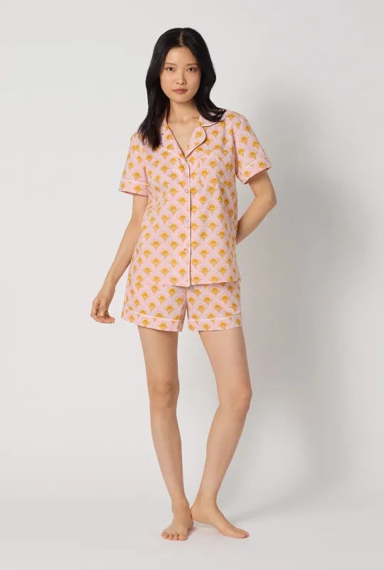 Deco Sunset Short Sleeve Classic Woven Cotton Poplin Shorty Pj Set made by BedHead