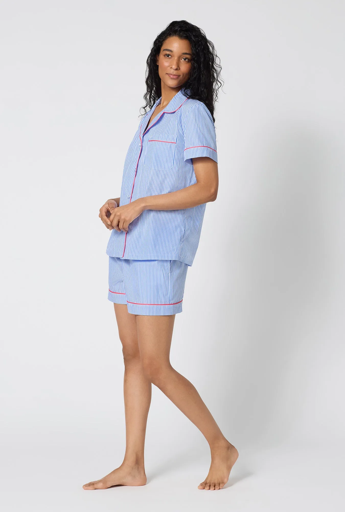 French Stripe Short Sleeve Classic Woven Supersoft Cotton Poplin Shorty Pj Set sold by BedHead product image thumbnail 2