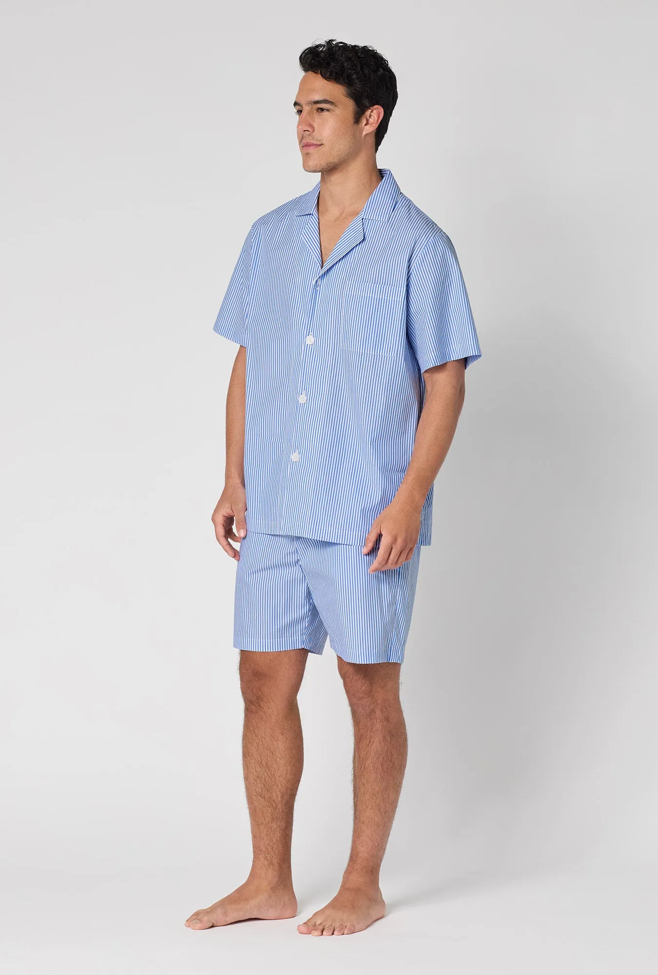 French Stripe Men's Short Sleeve Woven Supersoft Cotton Poplin Short Pj Set sold by BedHead product image thumbnail 2