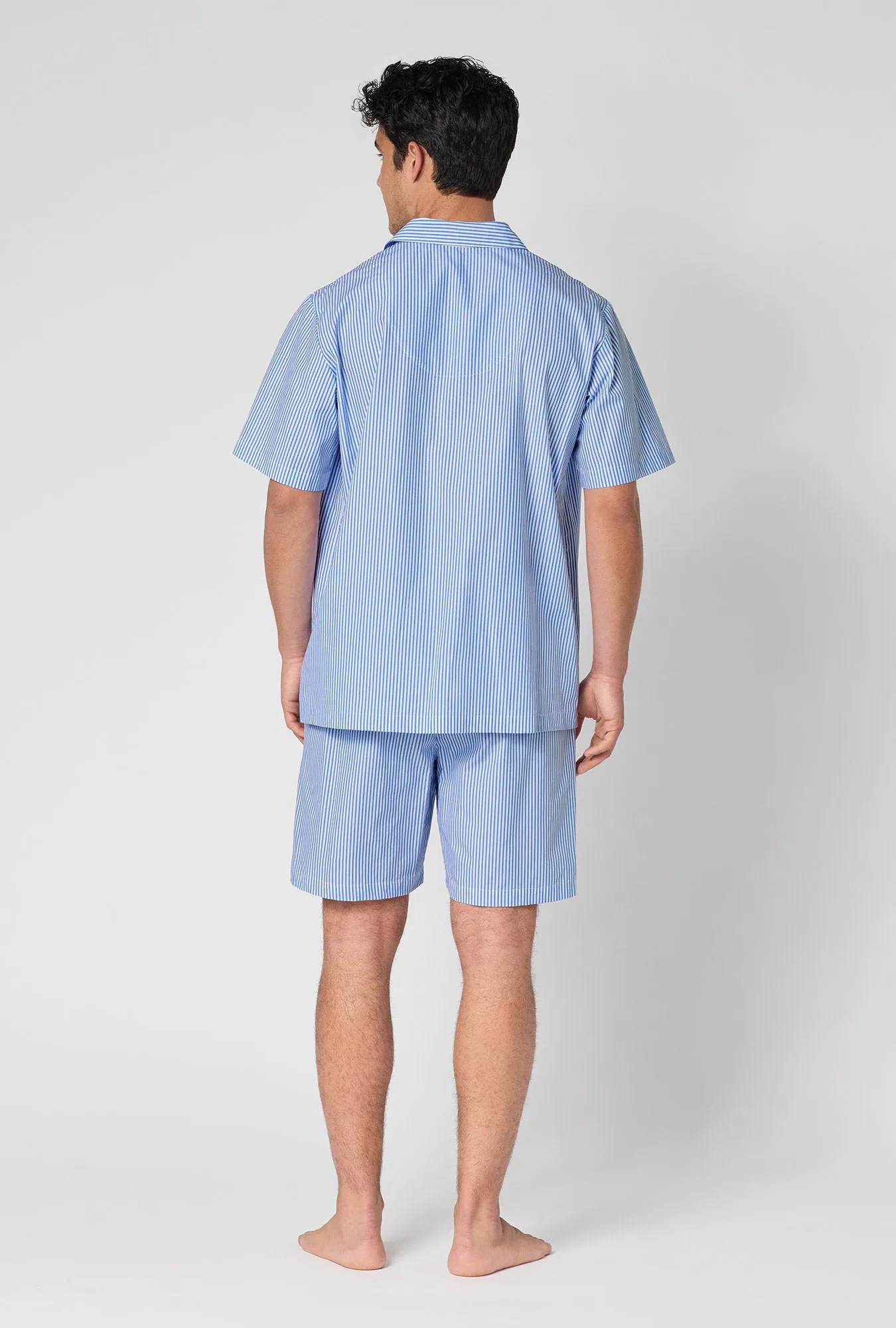 French Stripe Men's Short Sleeve Woven Supersoft Cotton Poplin Short Pj Set sold by BedHead product image thumbnail 3