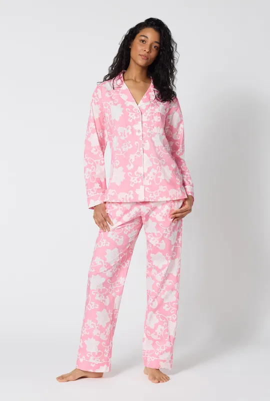 Dynasty Pink Long Sleeve Classic Woven Cotton Poplin Pj Set made by BedHead