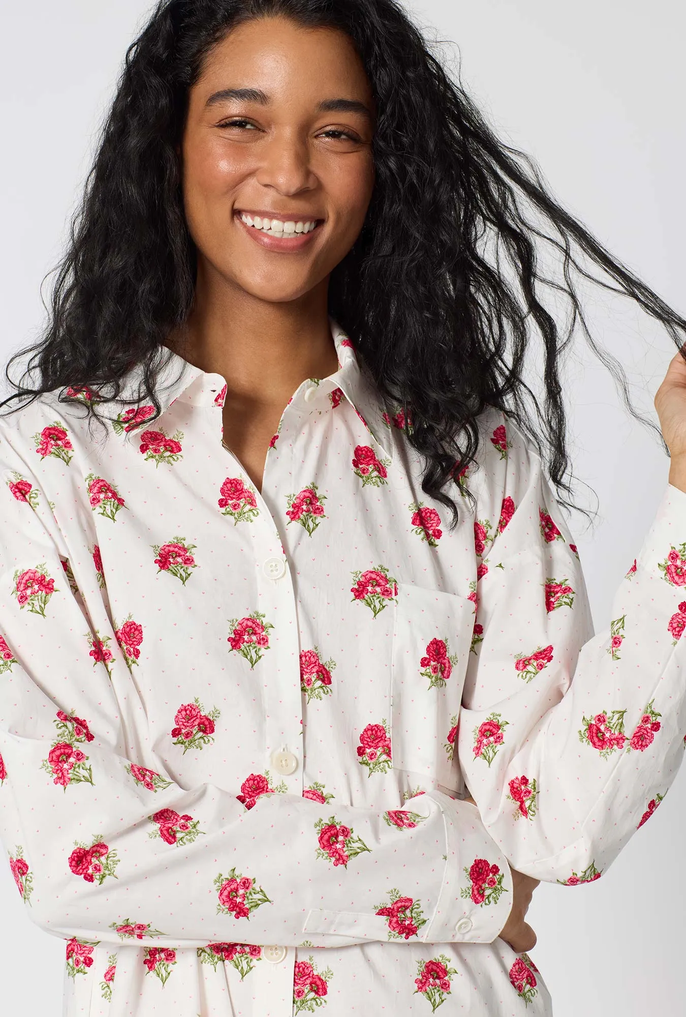 Celeste High Low Woven Supersoft Cotton Poplin Boyfriend Shirt sold by BedHead product image thumbnail 4