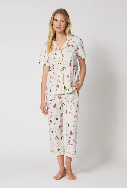 Bar A Vin Short Sleeve Classic Stretch Jersey Cropped Pj Set made by BedHead