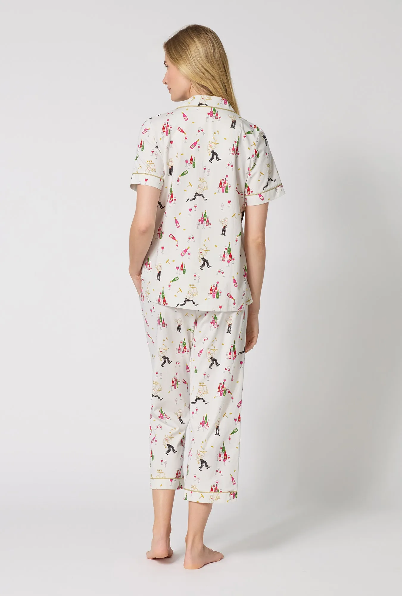 Bar A Vin Short Sleeve Classic Stretch Jersey Cropped Pj Set sold by BedHead product image thumbnail 3