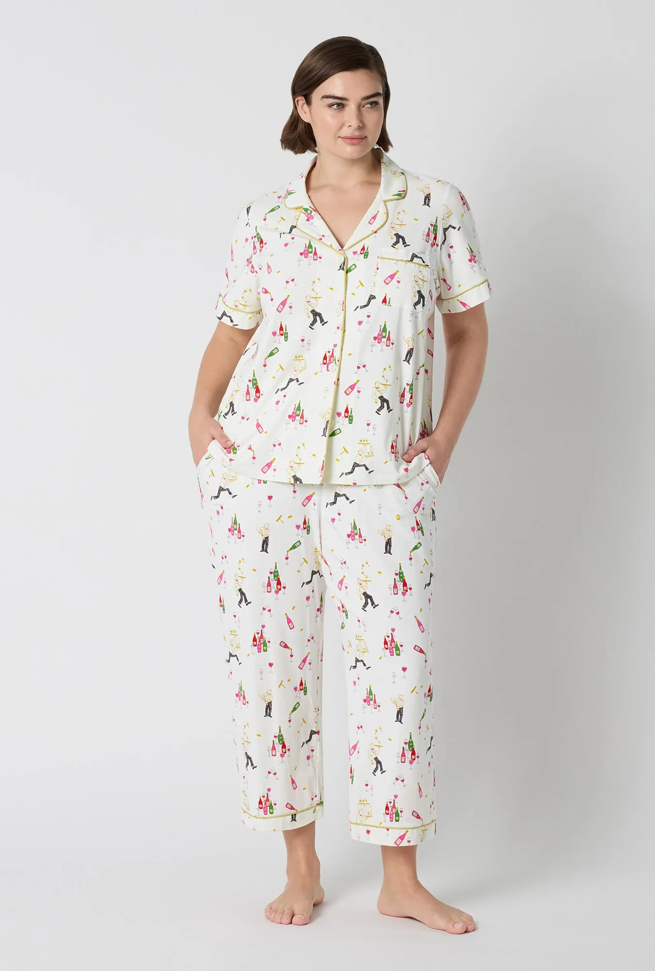 Bar A Vin Short Sleeve Classic Stretch Jersey Cropped Pj Set sold by BedHead product image thumbnail 5