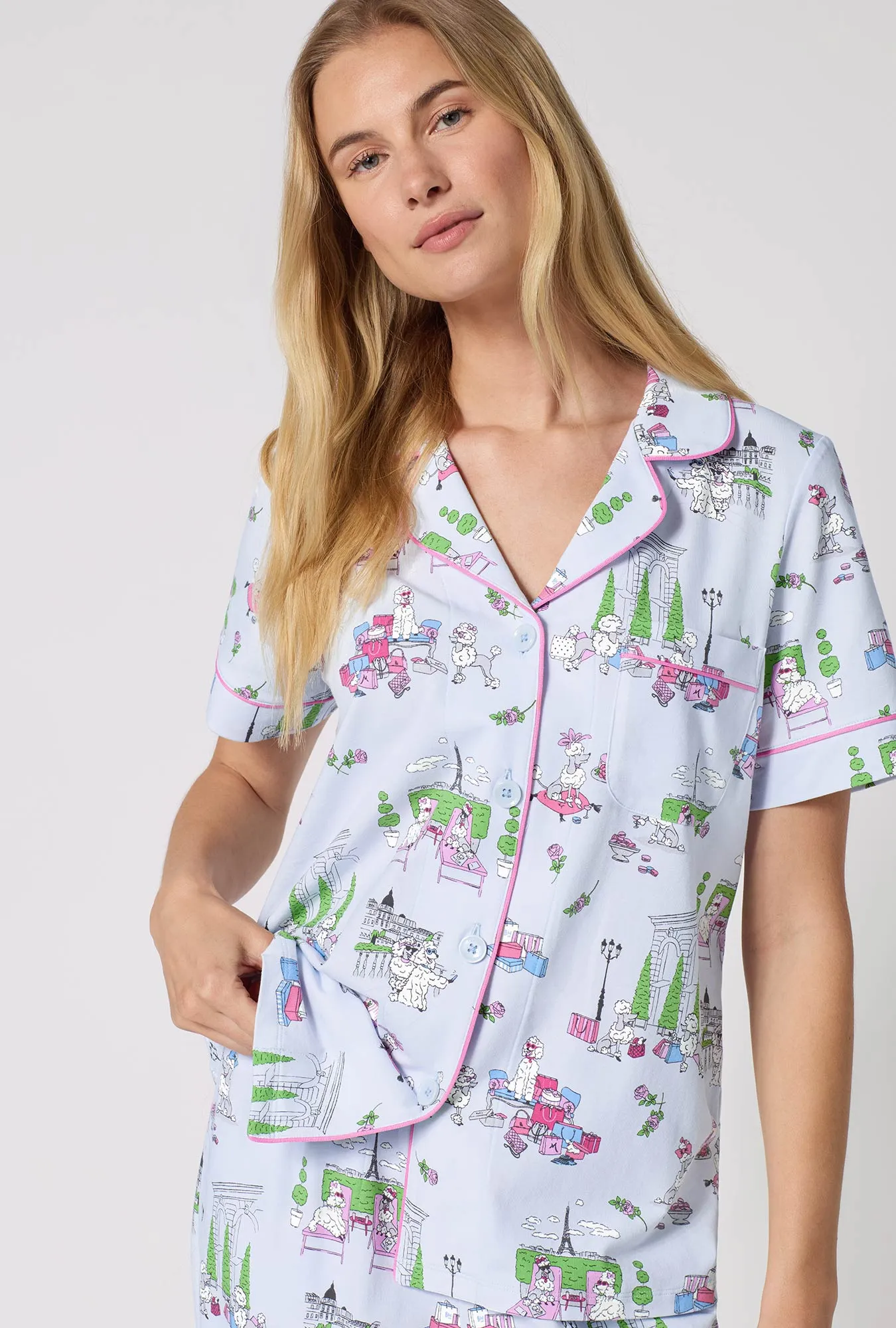Belle Vie Short Sleeve Classic Stretch Jersey Cropped Pj Set sold by BedHead product image thumbnail 4