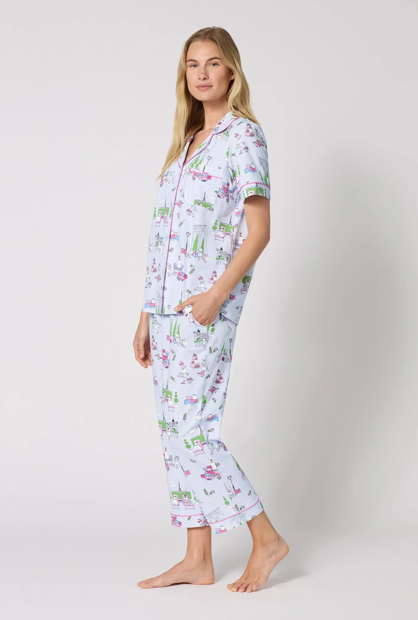 Belle Vie Short Sleeve Classic Stretch Jersey Cropped Pj Set sold by BedHead product image thumbnail 2