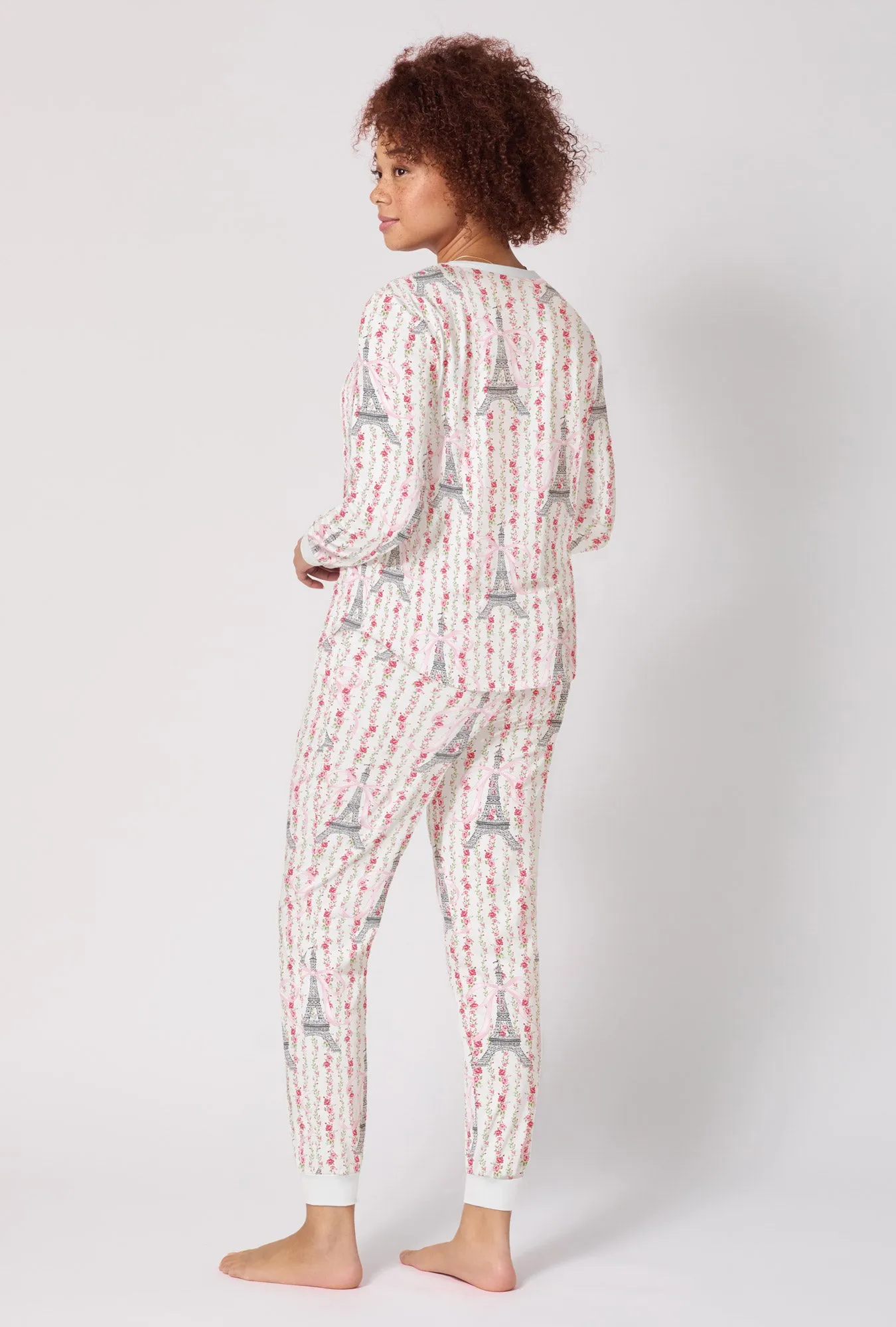 Fleur De La Tour Long Sleeve Pullover Crew And Jogger Stretch Jersey Pj Set sold by BedHead product image thumbnail 3