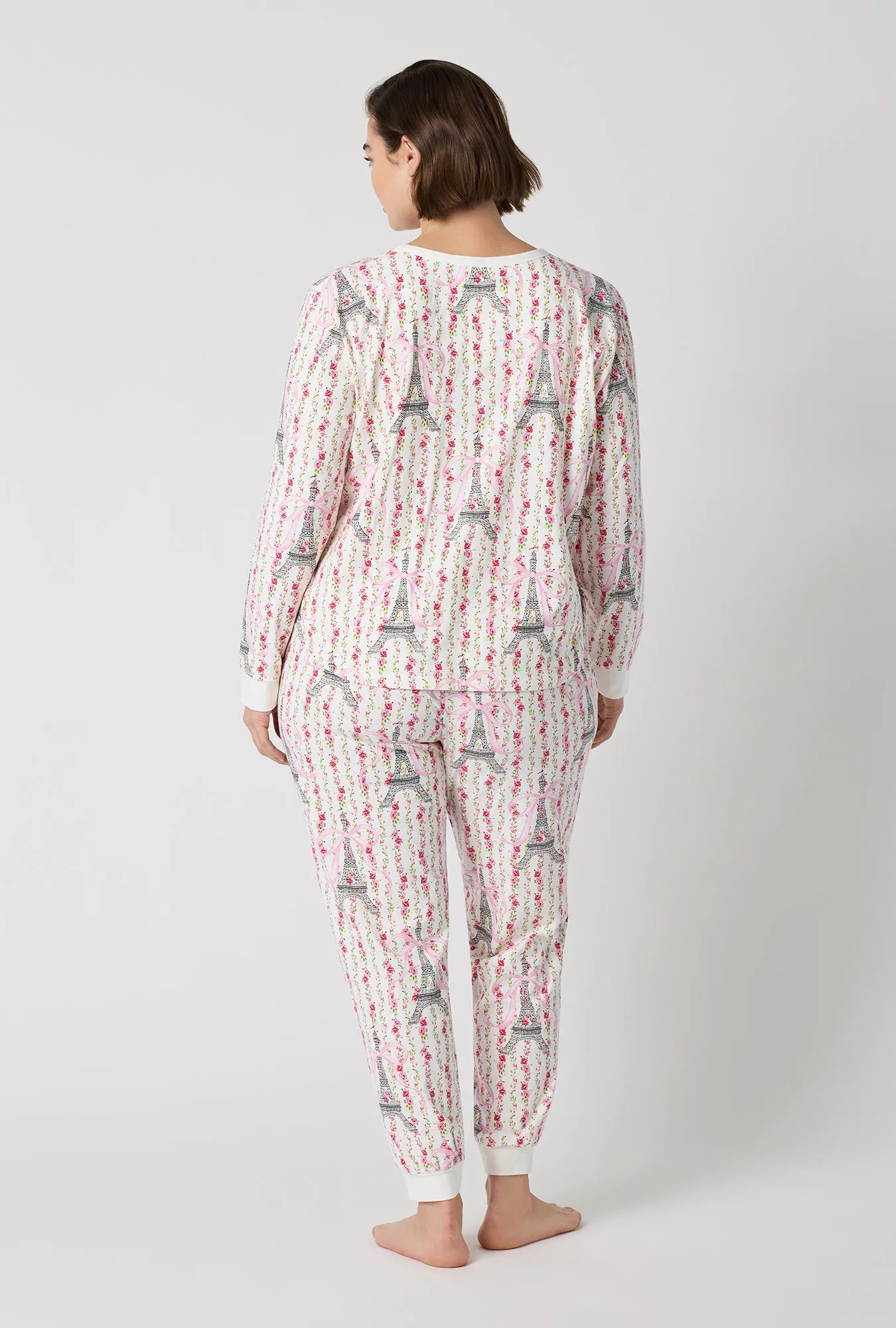 Fleur De La Tour Long Sleeve Pullover Crew And Jogger Stretch Jersey Pj Set sold by BedHead product image thumbnail 5