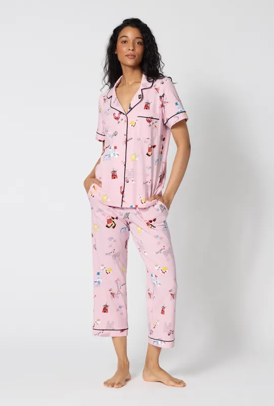J'adore Paris Short Sleeve Classic Stretch Jersey Cropped Pj Set made by BedHead
