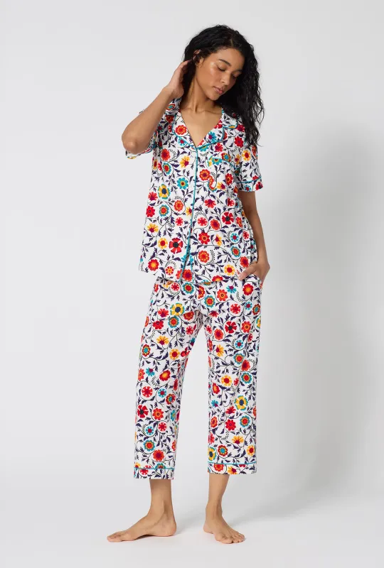Ottoman Bloom Short Sleeve Classic Stretch Jersey Cropped Pj Set made by BedHead
