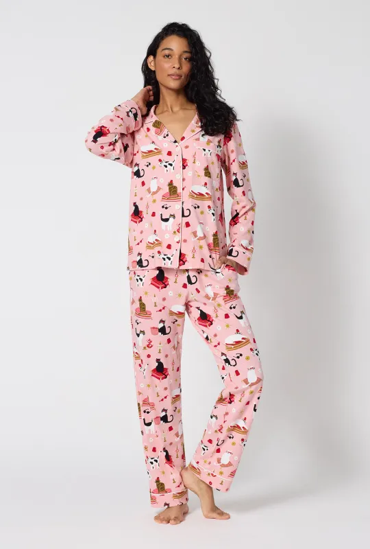 Bazaar Cats Long Sleeve Classic Stretch Jersey Pj Set made by BedHead