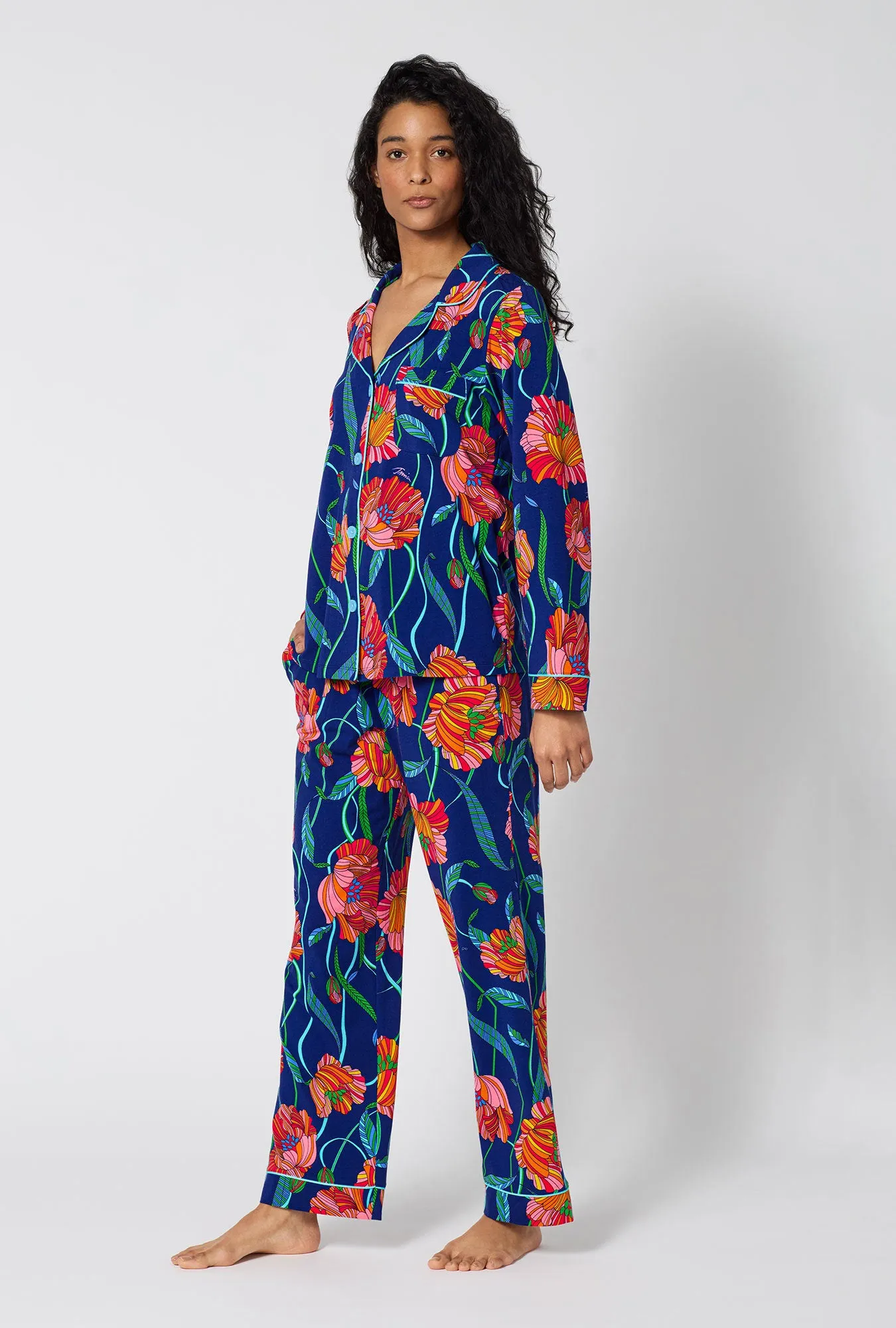BedHead x Trina Turk Linear Poppy Long Sleeve Classic Stretch Jersey Pj Set sold by BedHead product image thumbnail 2