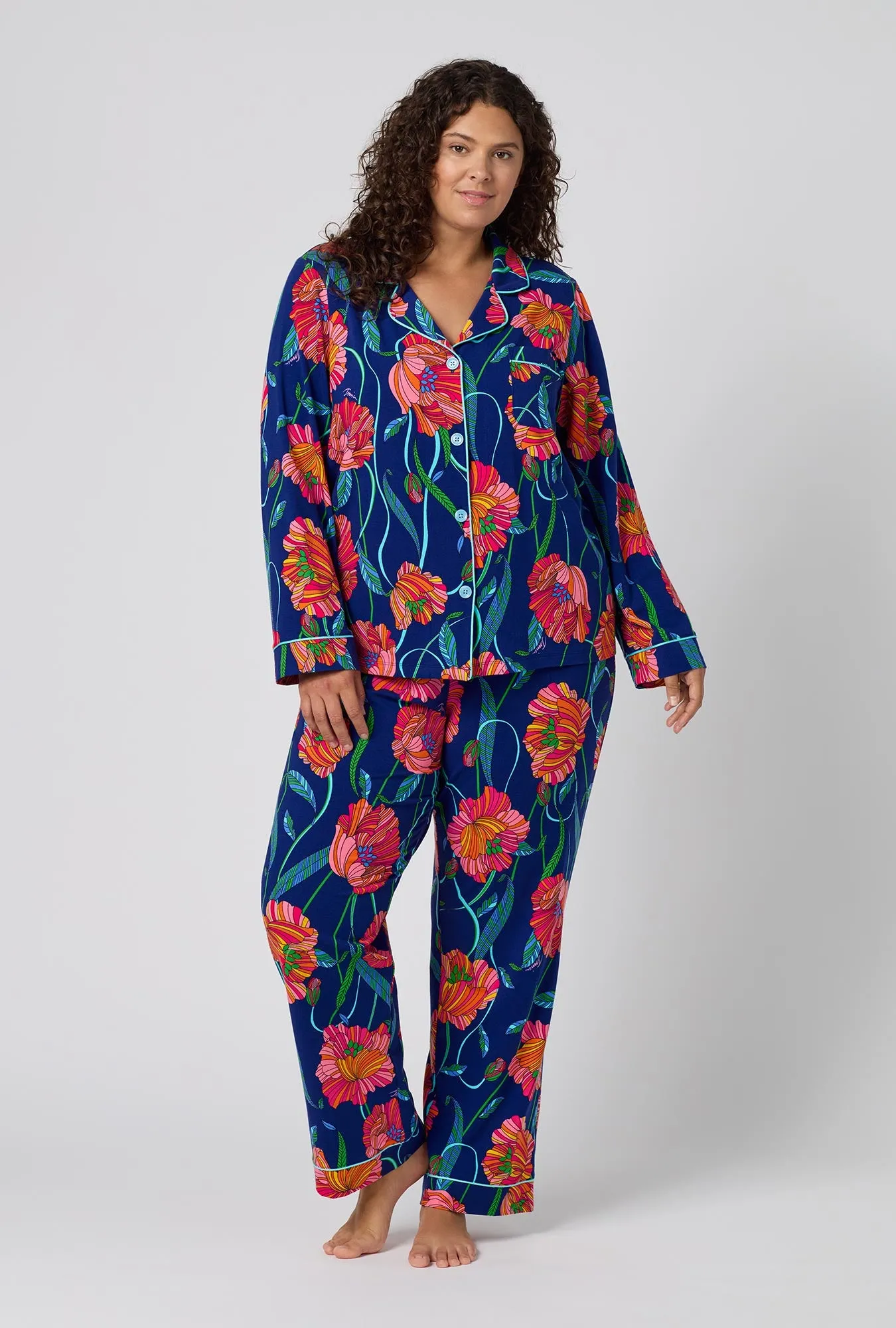 BedHead x Trina Turk Linear Poppy Long Sleeve Classic Stretch Jersey Pj Set sold by BedHead product image thumbnail 5
