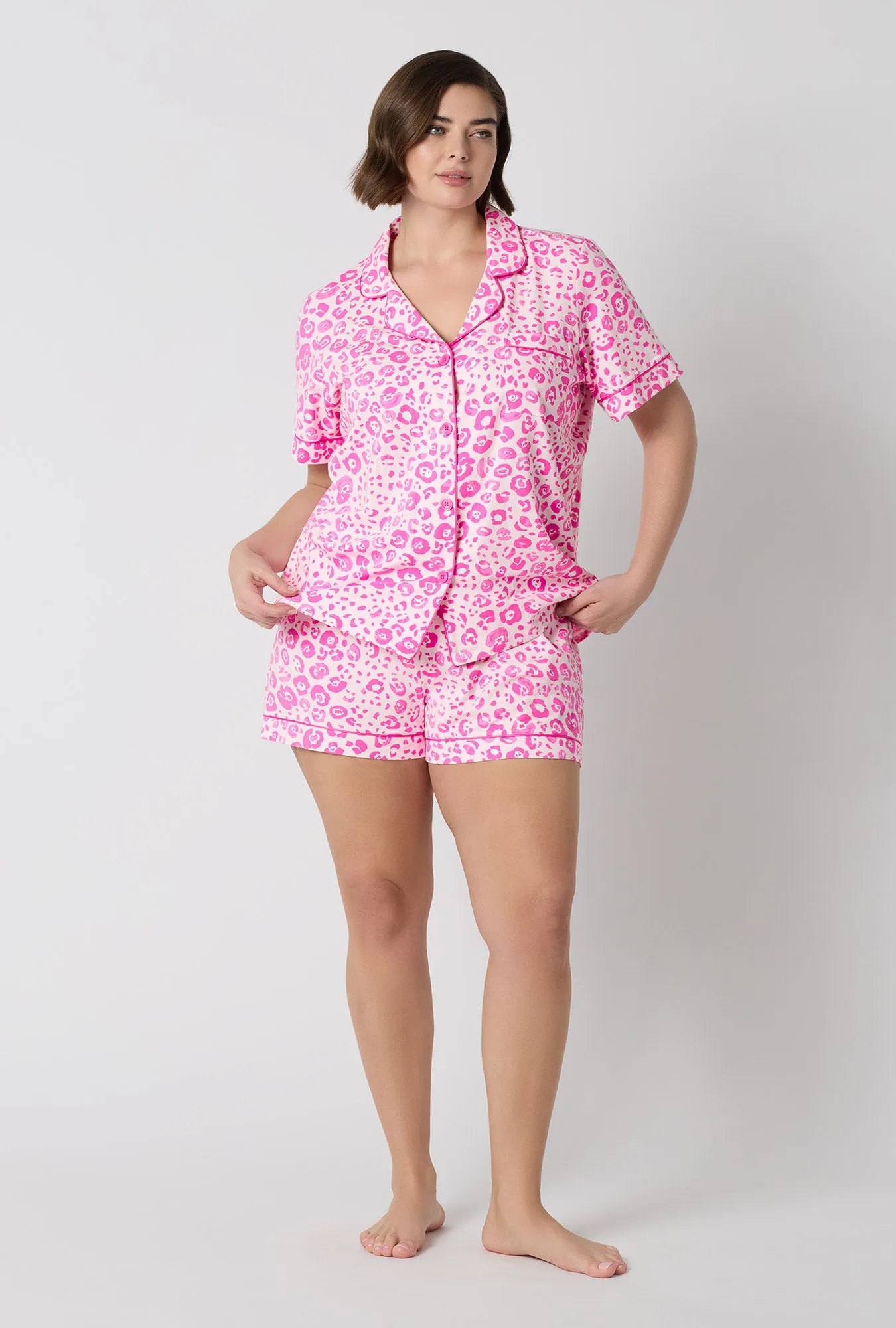 Valentina Leopard Short Sleeve Classic Shorty Stretch Jersey Pj Set sold by BedHead product image thumbnail 5