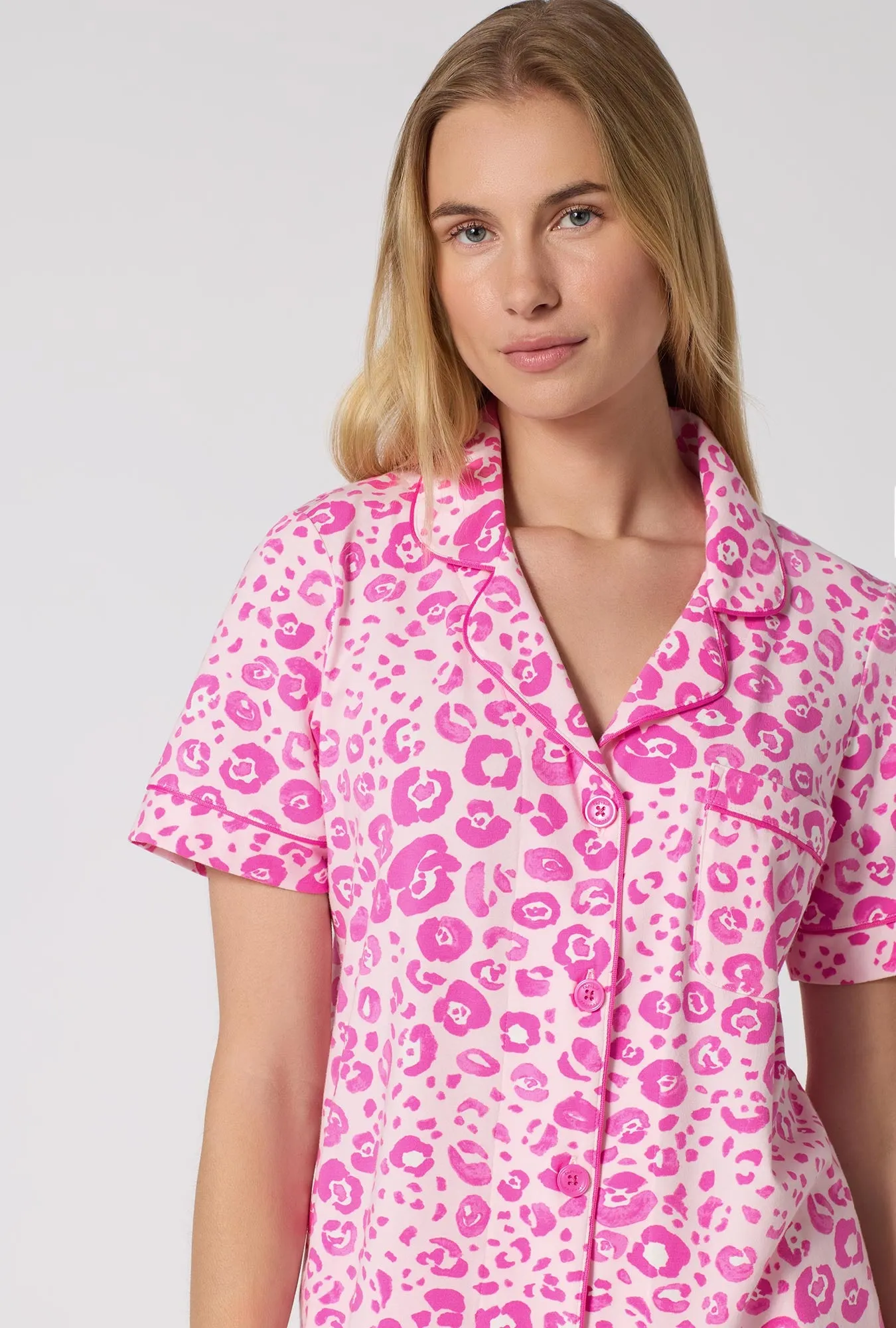 Valentina Leopard Short Sleeve Classic Shorty Stretch Jersey Pj Set sold by BedHead product image thumbnail 4