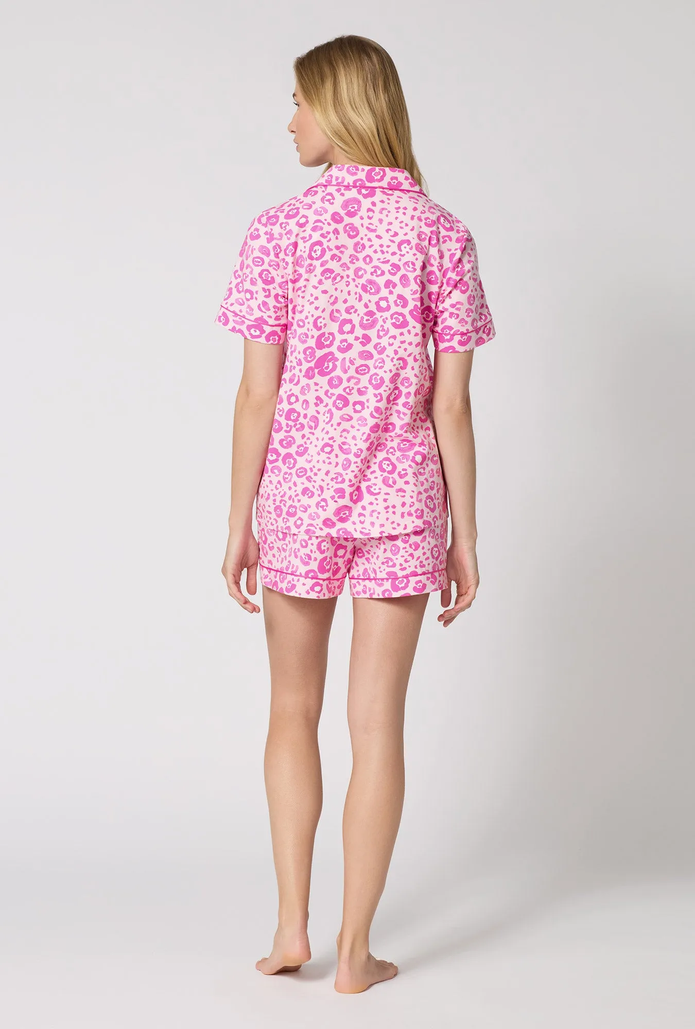 Valentina Leopard Short Sleeve Classic Shorty Stretch Jersey Pj Set sold by BedHead product image thumbnail 3