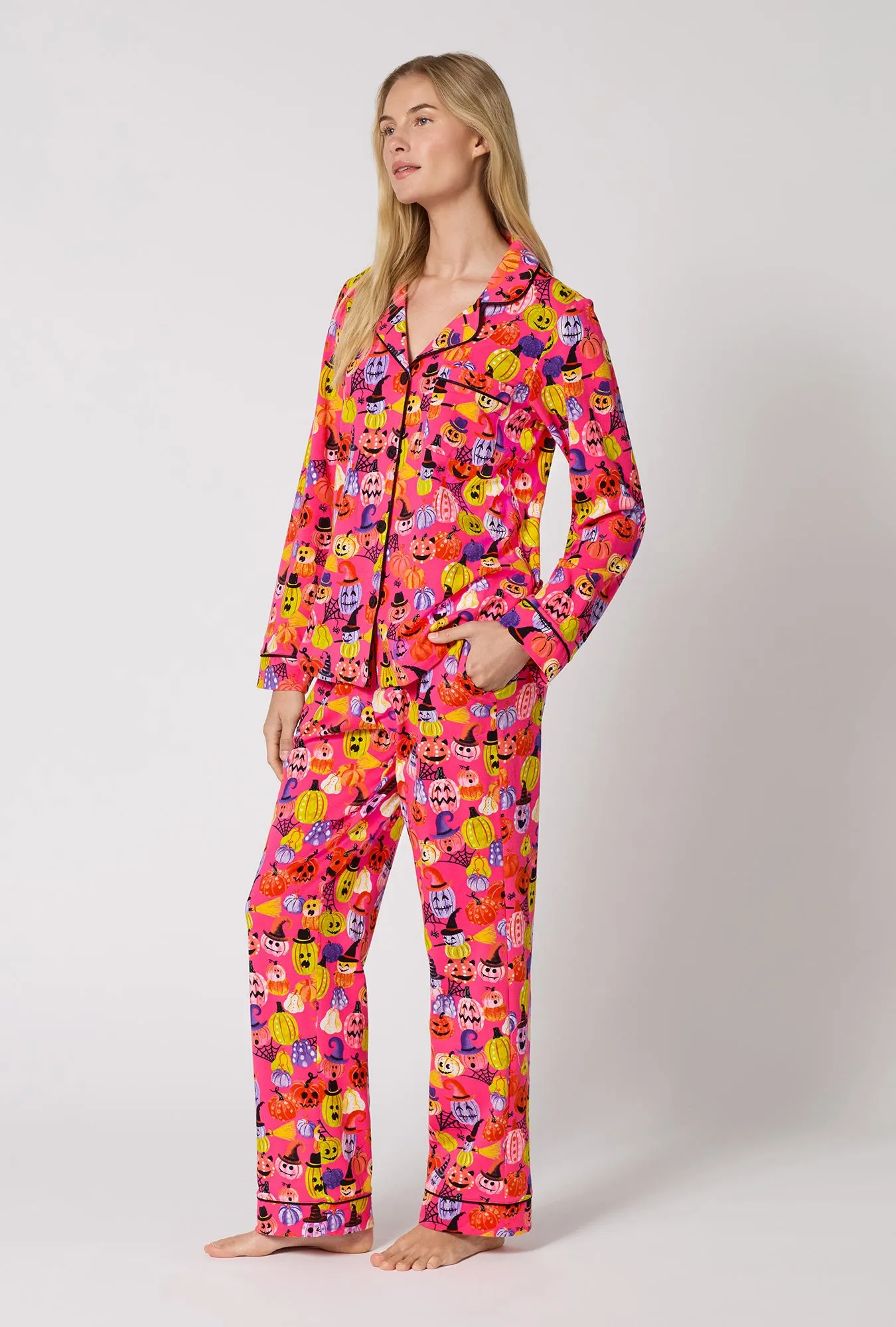 Pumpkin Patch Party Long Sleeve Classic Stretch Jersey Pj Set sold by BedHead product image thumbnail 3