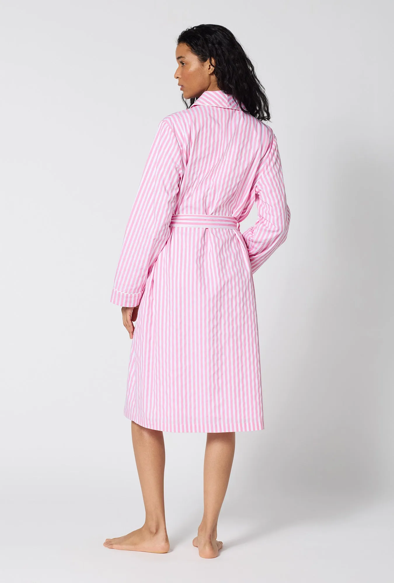 Pink Signature Stripe Lined Woven Cotton Sateen Robe sold by BedHead product image thumbnail 3