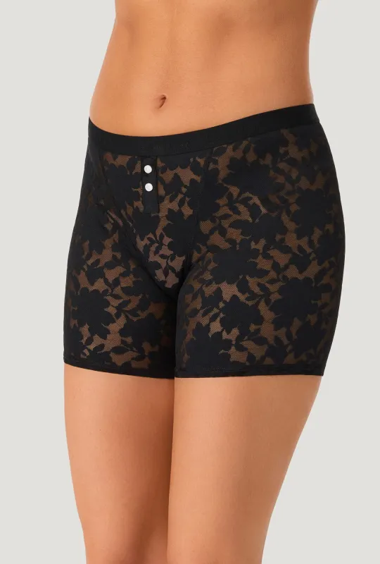 Black Stretch Lace Boxer Short Underwear made by BedHead