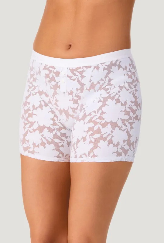 White Stretch Lace Boxer Short Underwear made by BedHead