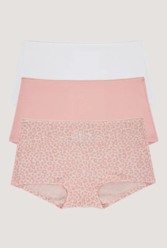 Stretch Jersey Boyshort Underwear 3 Pack- White, First Blush, Animal Instinct made by BedHead